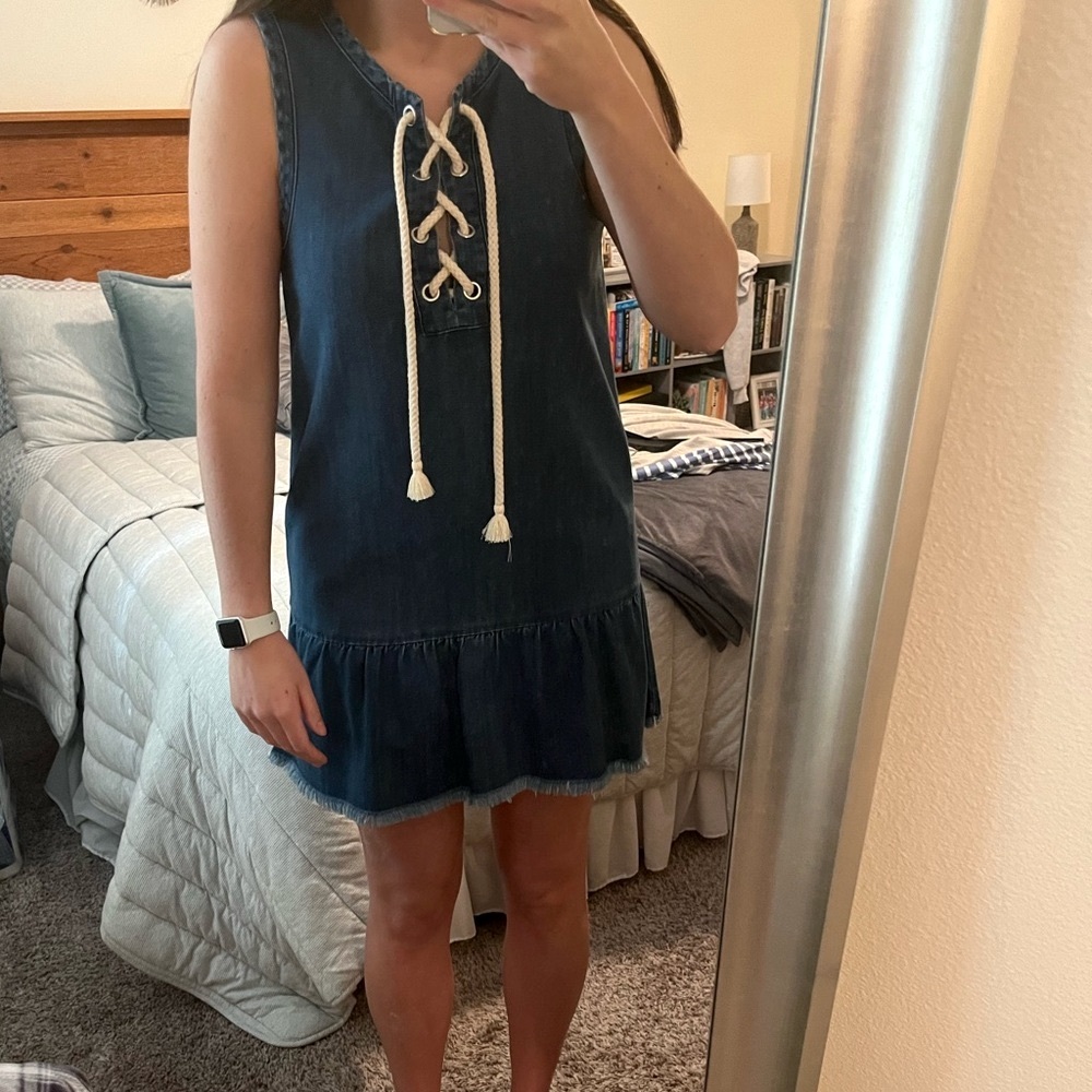 Aerie Navy Blue Lace-Up Dress